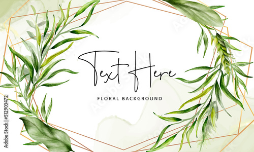 Beautiful watercolor greenery grass leaves background