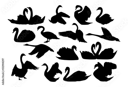 Fototapeta Naklejka Na Ścianę i Meble -  Swans. Illustrations of birds on a white background.