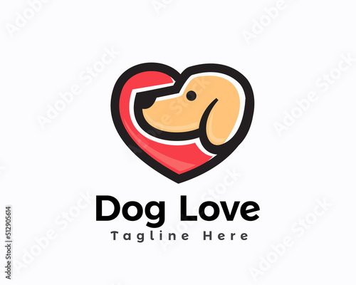 dog love heart dog head logo icon symbol template illustration inspiration
