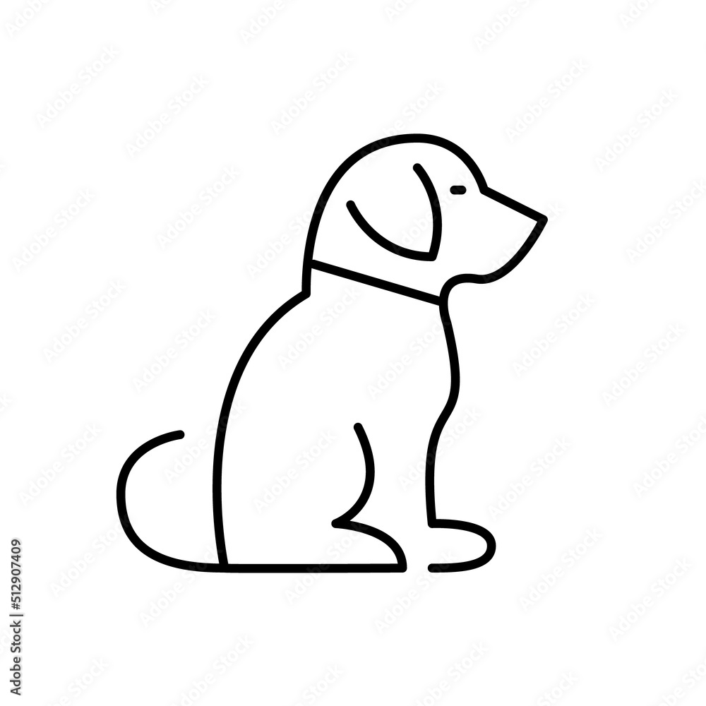 Dog silhouette. Puppy label. Pixel perfect, editable stroke line icon Dog silhouette. Puppy label. Pixel perfect, editable stroke line icon