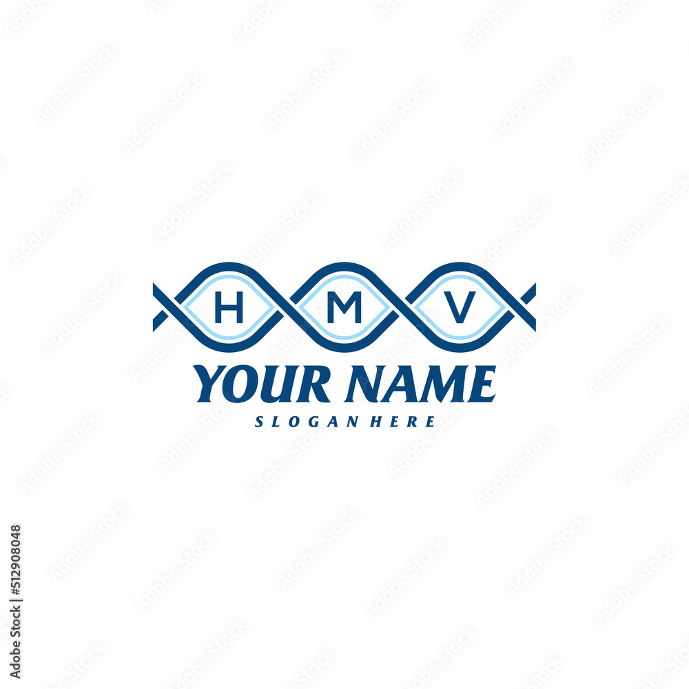 Obraz premium Letter HMV with dna Logo Design Template. Initial HMV logo concept vector. Emblem, Creative Symbol, Icon