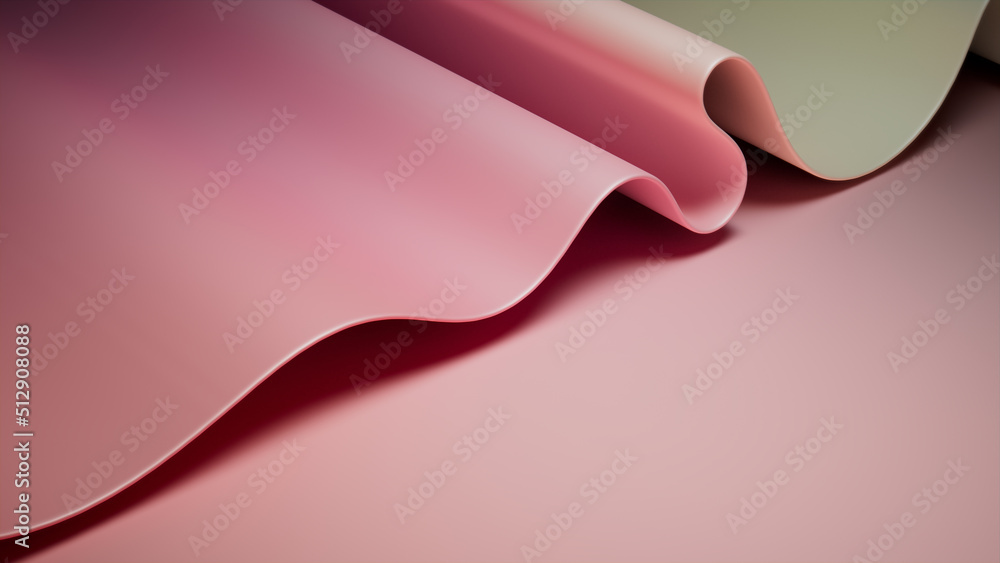 Pink and Green Ripple Wallpaper. Trendy 3D Abstract Background with ...