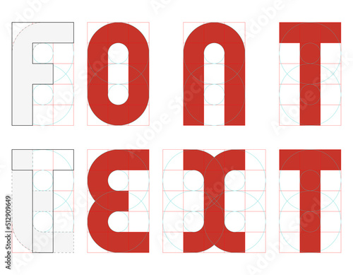 Editable font text concept with grid template + tutorial.