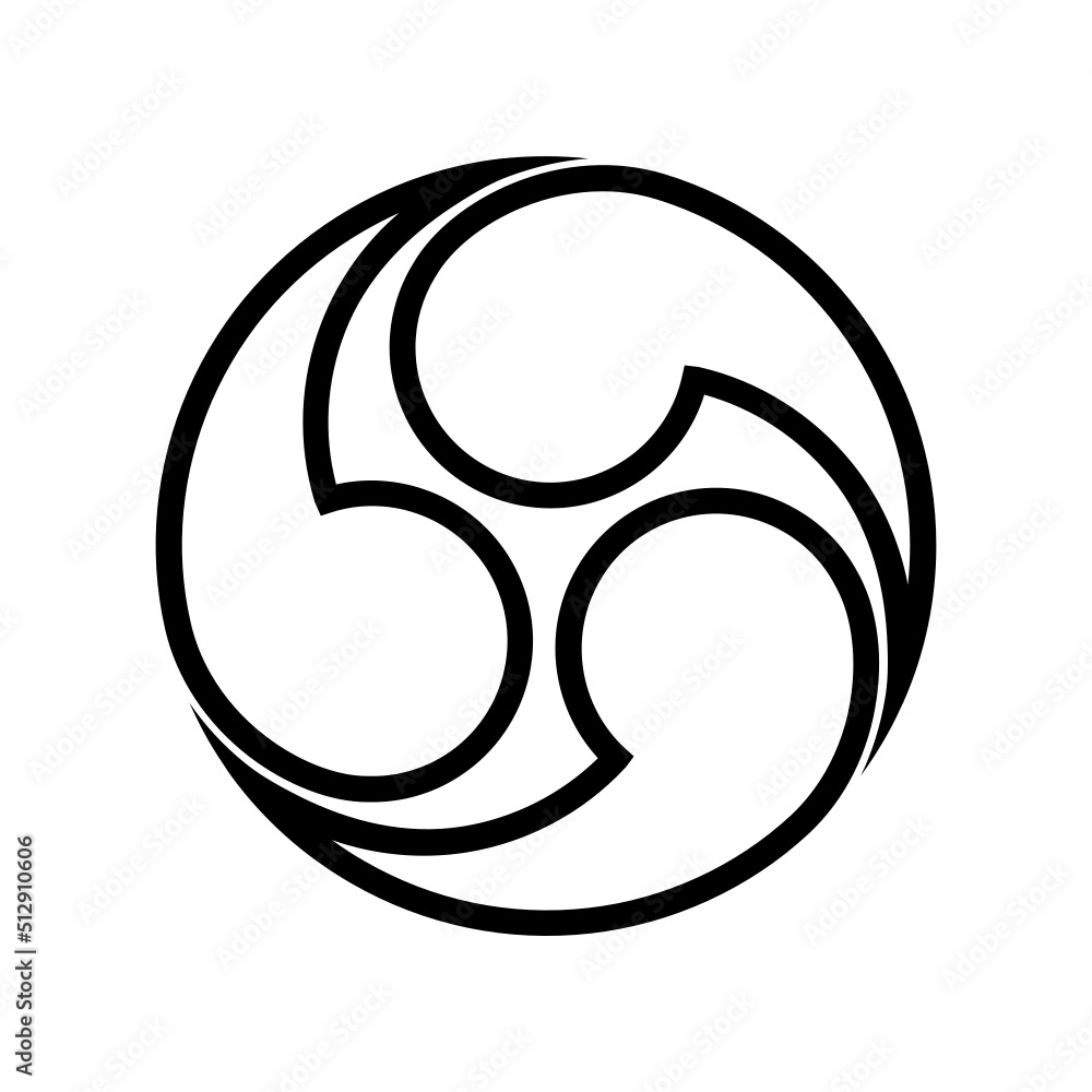 巴紋・陰の右三つ巴（かげのみぎみつどもえ）