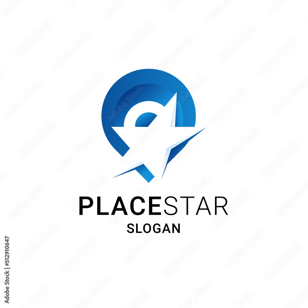 Gradient Logo, Place Sign and Star Gradient Logo, Place Sign and Star