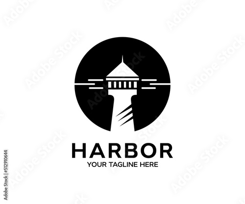 Lighthouse, Harbor logo design. Maritime tower, harbor  vector design and illustration.