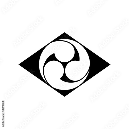 巴紋・菱餅に地抜き三つ巴（ひしもちにじぬきみつどもえ）/ 菱に地抜き三つ巴（ひしにじぬきみつどもえ）