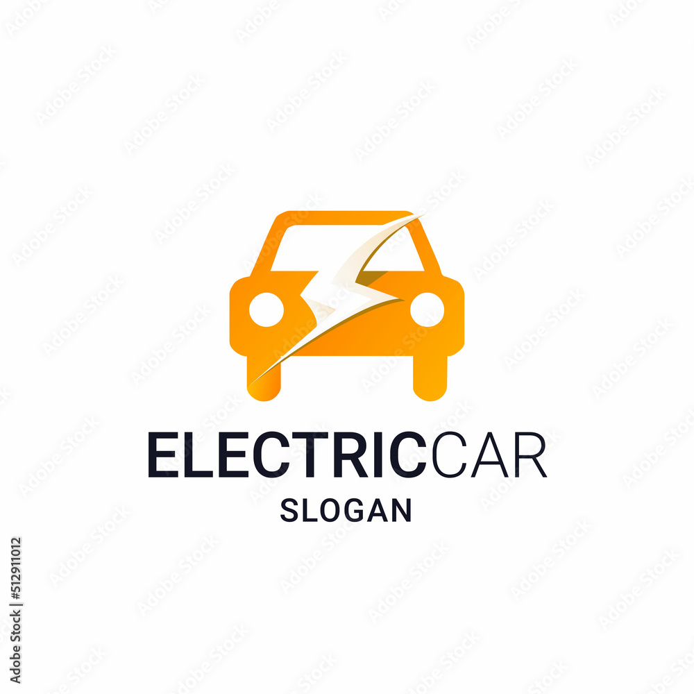Electric Vehicle, Car and Lightning Logo Gradient Electric Vehicle, Car and Lightning Logo Gradient