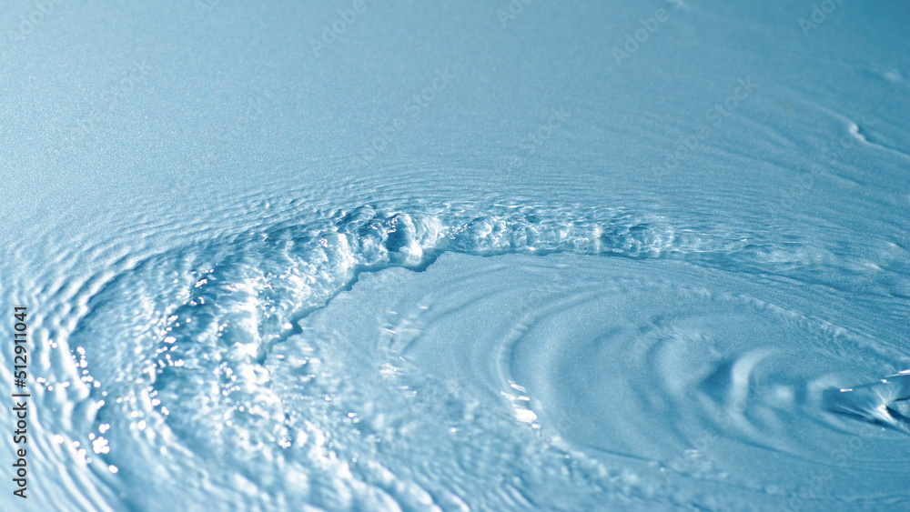 de-focused. Closeup of light blue transparent clear calm water surface texture with splashes and bubbles. Trendy abstract summer nature background. for a product, advertising,text space. de-focused. Closeup of light blue transparent clear calm water surface texture with splashes and bubbles. Trendy abstract summer nature background. for a product, advertising,text space.