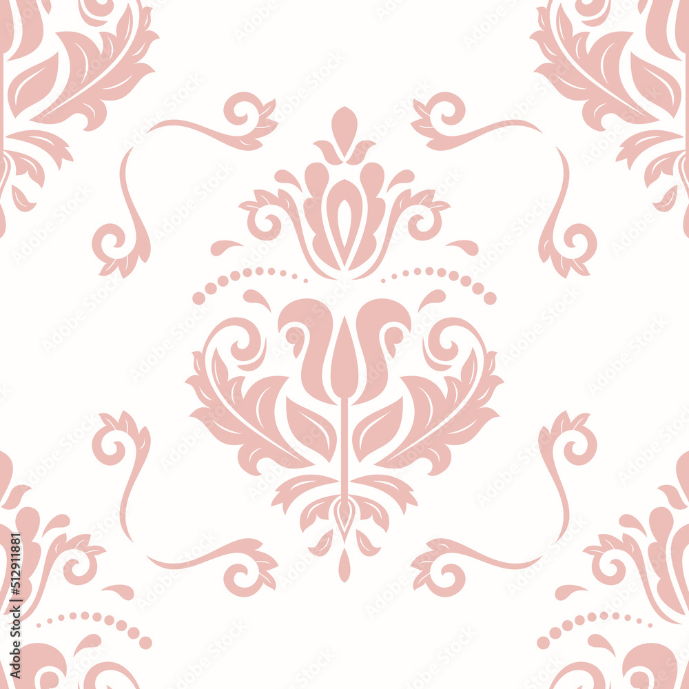 Classic seamless light pink pattern. Damask orient ornament. Classic vintage background. Orient ornament for fabric, wallpaper and packaging