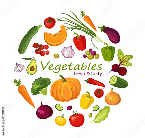 Food set. Set of vegetables. 