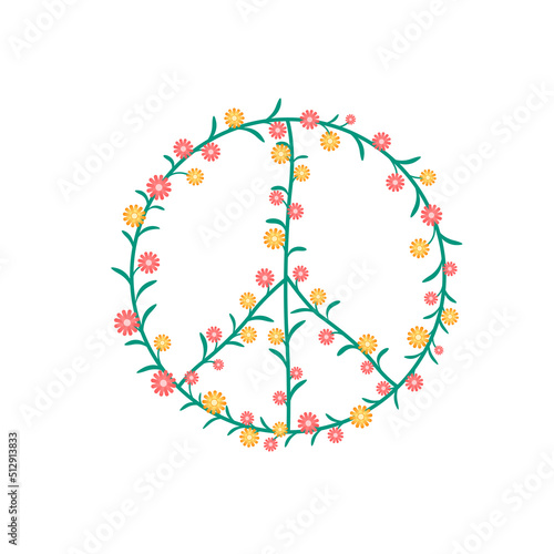 Floral peace symbol. Peace sign