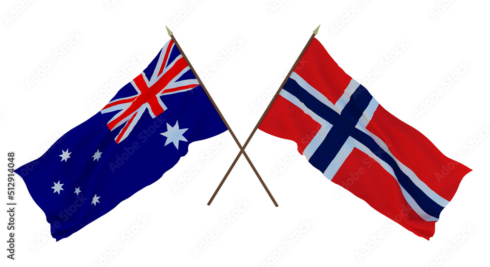 Fototapeta premium Background for designers, illustrators. National Independence Day. Flags Australia and Bouvet island
