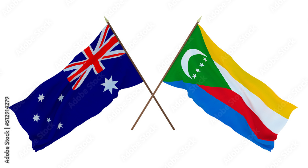 Background for designers, illustrators. National Independence Day. Flags Australia and Comoros Background for designers, illustrators. National Independence Day. Flags Australia and Comoros