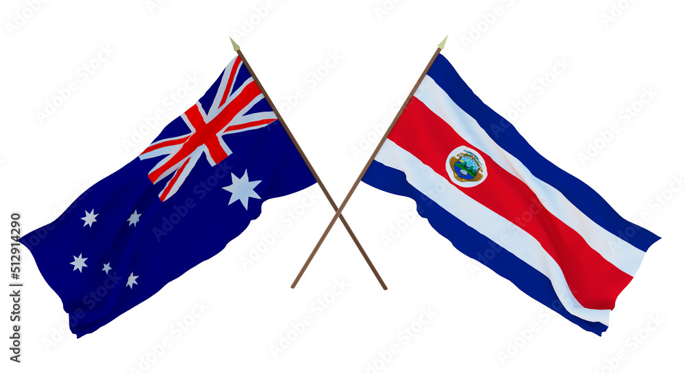 Background for designers, illustrators. National Independence Day. Flags Australia and Costa Rica Background for designers, illustrators. National Independence Day. Flags Australia and Costa Rica