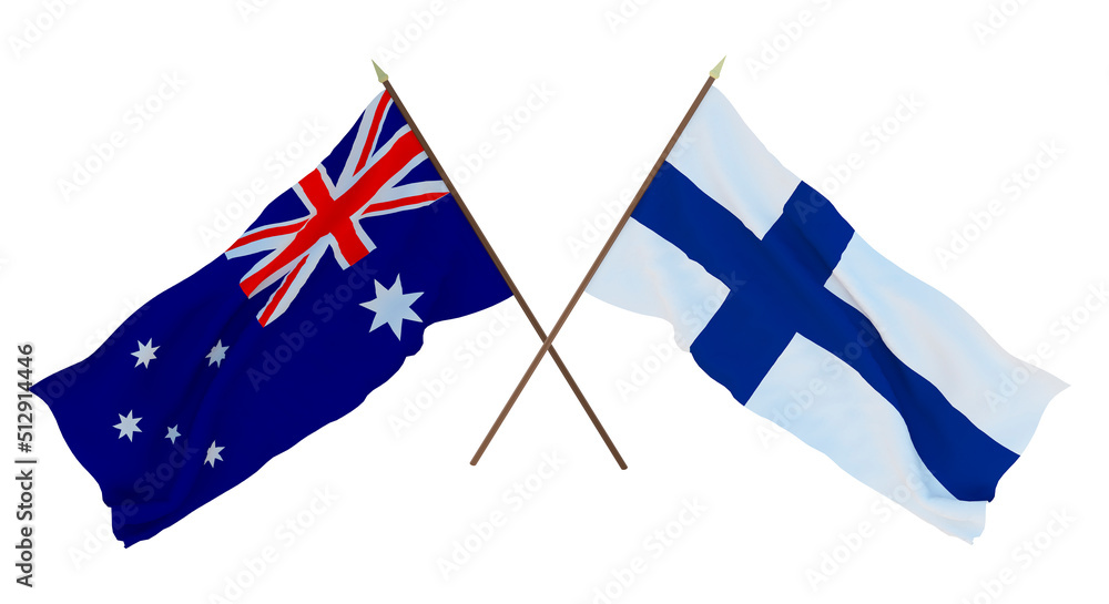 Fototapeta premium Background for designers, illustrators. National Independence Day. Flags Australia and Finland