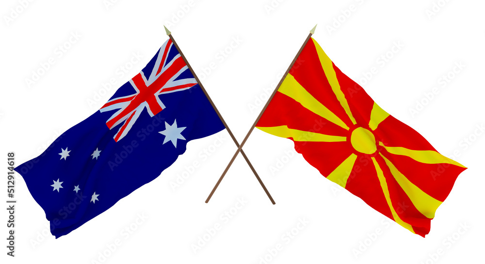 Background for designers, illustrators. National Independence Day. Flags Australia and Macedonia