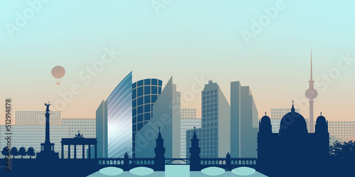 Berlin city silhouette background. Berlin cityscape with famous landmarks and buildings. Vector illustration. photo