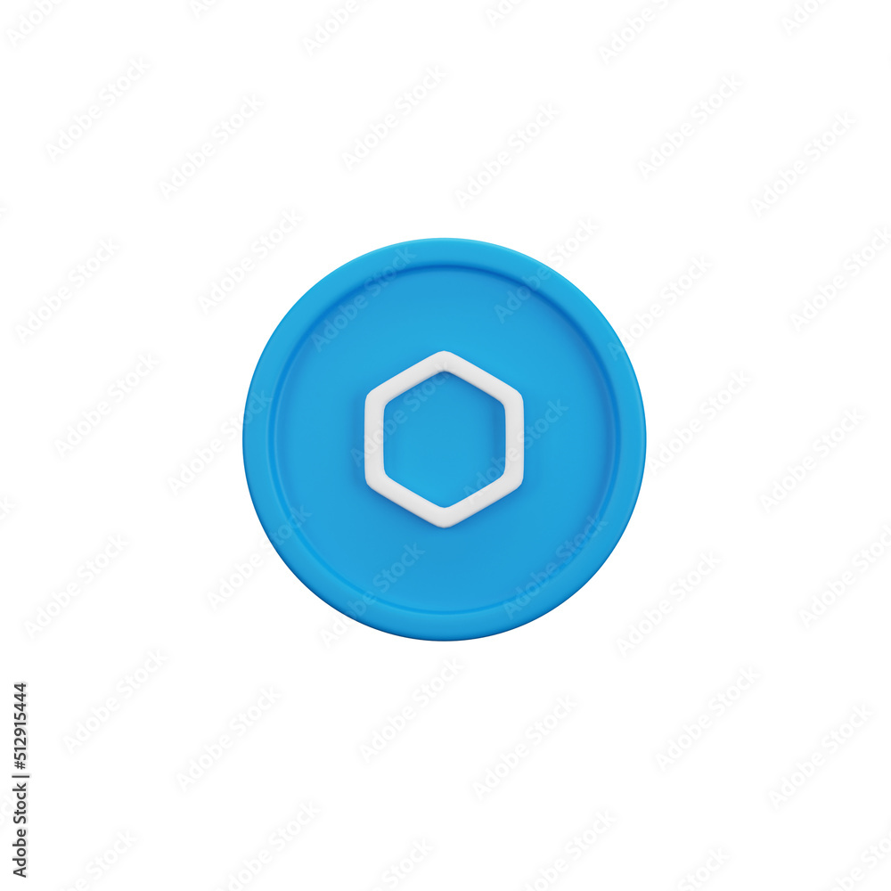 Blue Hexa Coin Symbol Or Icon In 3D Style. Blue Hexa Coin Symbol Or Icon In 3D Style.