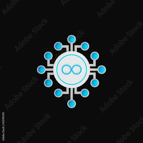 3D Render Of Infinty Connection Or Network White And Turquoise Icon.
