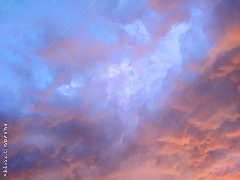 Radiant Blue and Purple Sunset Cloudscape