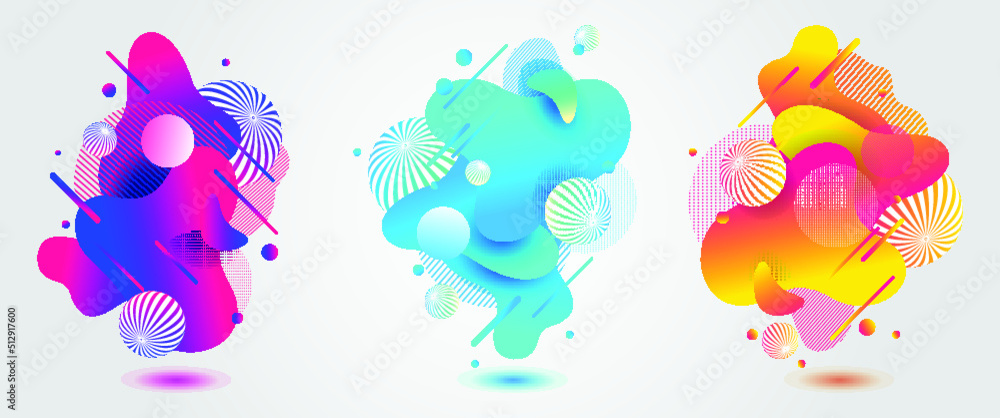 Fluid design. Abstract liquid shape. Gradient waves. Vector illustration