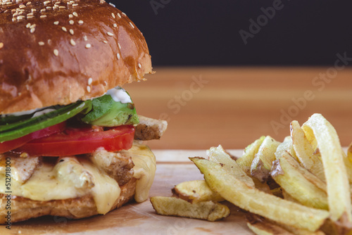 hamburger and french fries