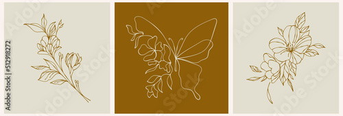 Photography Vector butterflies abstract modern logo design templates in trendy linear style