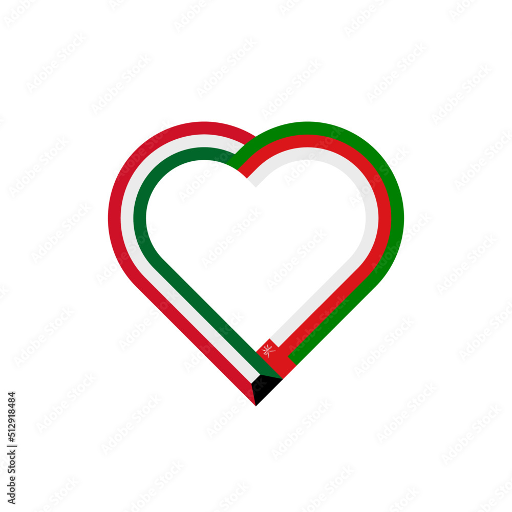 unity concept. heart ribbon icon of kuwait and oman flags. vector illustration isolated on white background unity concept. heart ribbon icon of kuwait and oman flags. vector illustration isolated on white background