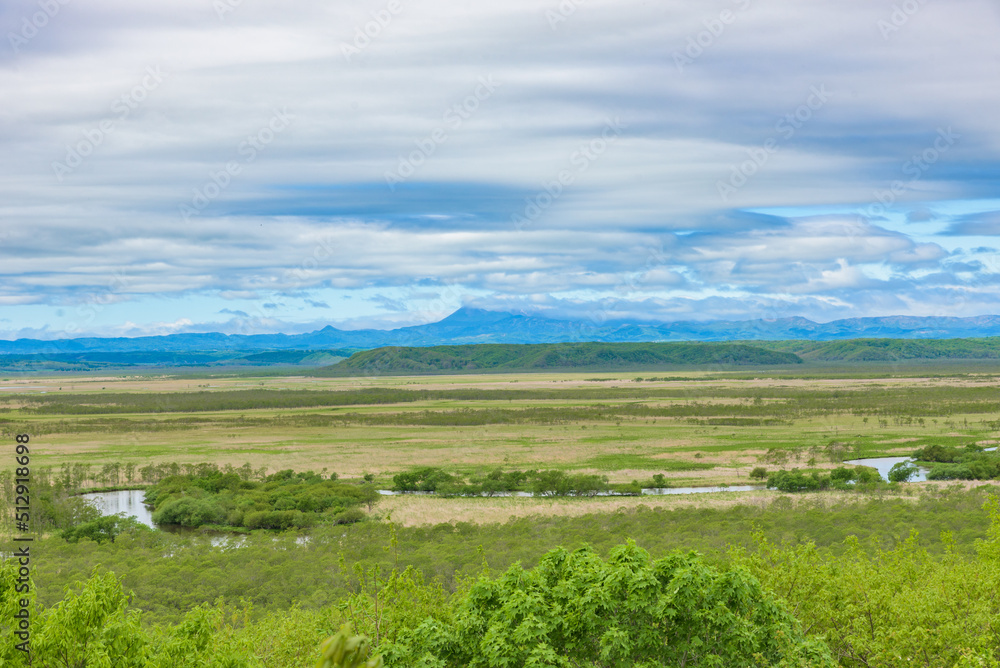 Landscape of the Kushiro Shitsugen (Kushiro Marsh) National Park in Hokkaido Circuit Prefecture, Japan. Landscape of the Kushiro Shitsugen (Kushiro Marsh) National Park in Hokkaido Circuit Prefecture, Japan.