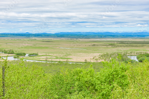 Landscape of the Kushiro Shitsugen (Kushiro Marsh) National Park in  Hokkaido Circuit Prefecture, Japan. photo