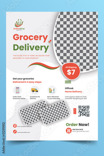 Grocery Delivery Flyer vector file print ready
