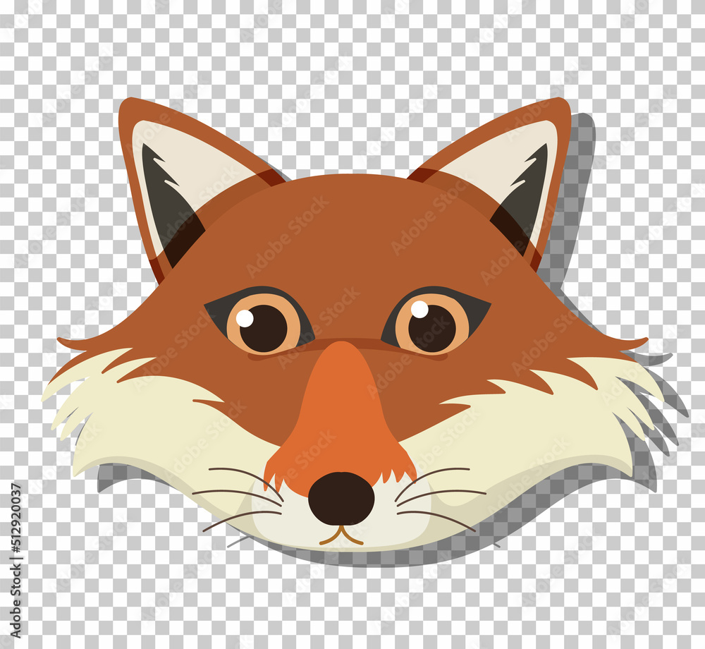 Cute fox head in flat cartoon style Stock Vector | Adobe Stock