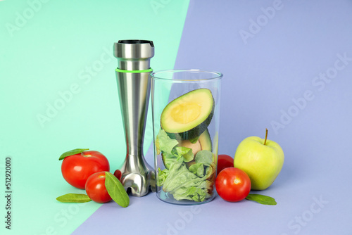 Concept of cooking tasty food with blender