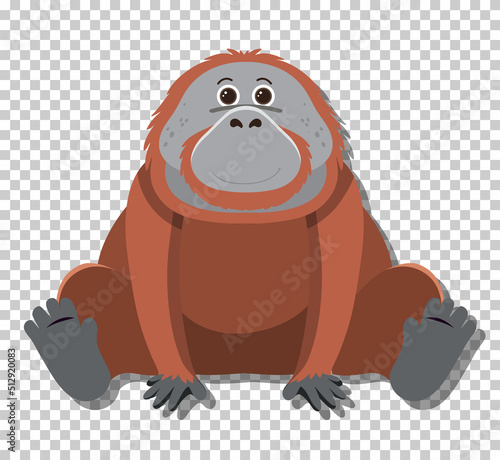 Cute orangutan in flat cartoon style