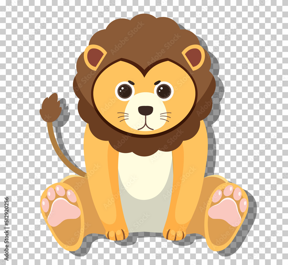Cute lion in flat cartoon style