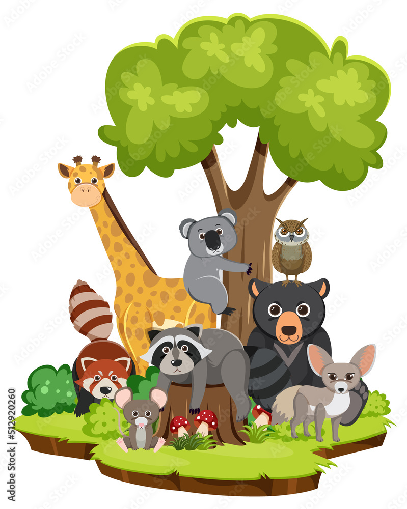 Naklejka premium Wild animals in cartoon style