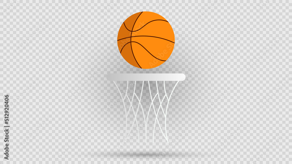 Orange basketball in hoop .isolated on transparent background   ,Vector illustration EPS 10