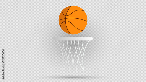 Orange basketball in hoop .isolated on transparent background   ,Vector illustration EPS 10