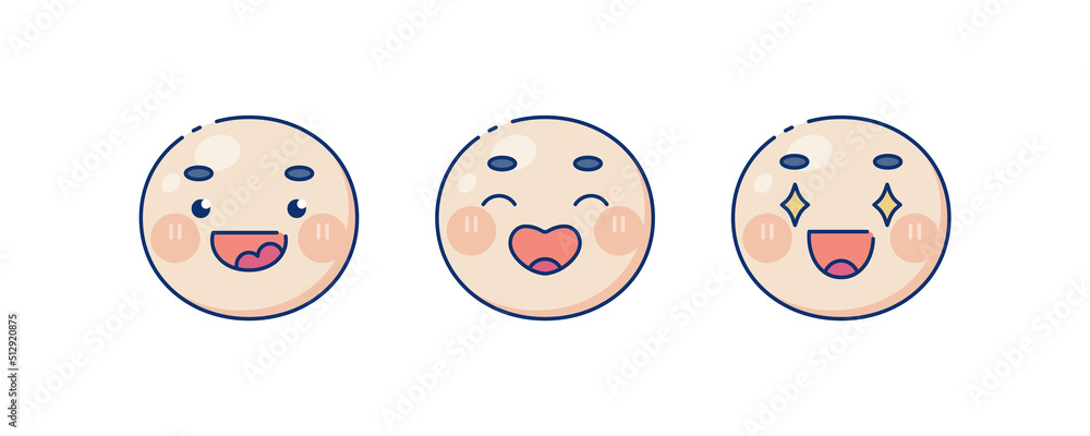Cute human baby face emoji set. Vector happy faces. Cute human baby face emoji set. Vector happy faces.