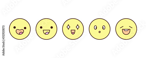 Cute and simple emoji set. Modern design emoticons face icons collection. Set of vector expression joy, cheer, gladness and delight.