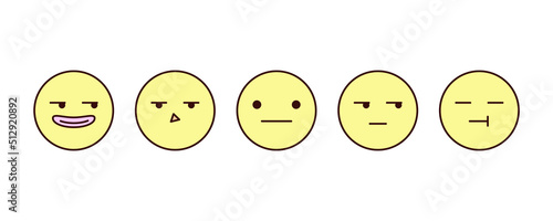 Cute and simple emoji set. Modern design emoticons face icons collection. Set of vector bored, neutral,  pensive, suspecting, doubting and ignoring face.