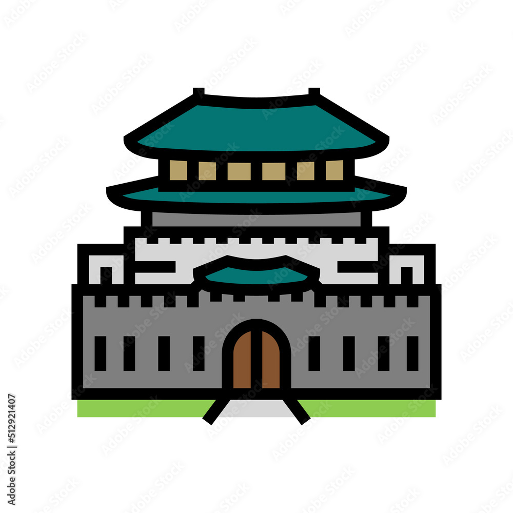 hwaseong fortress color icon vector. hwaseong fortress sign. isolated symbol illustration