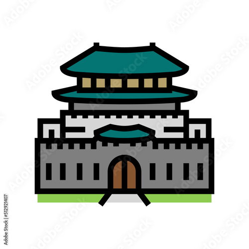 hwaseong fortress color icon vector. hwaseong fortress sign. isolated symbol illustration