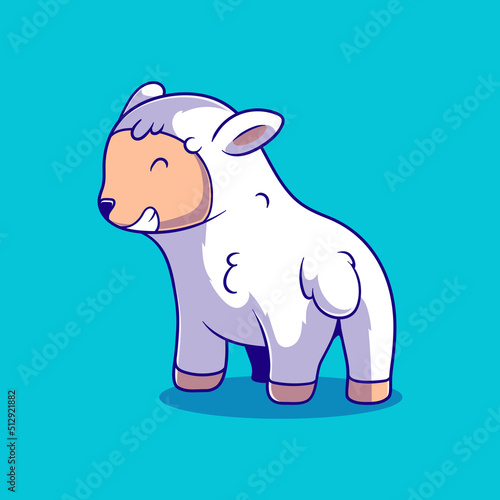 cute Lamb illustration suitable for mascot sticker and t-shirt design