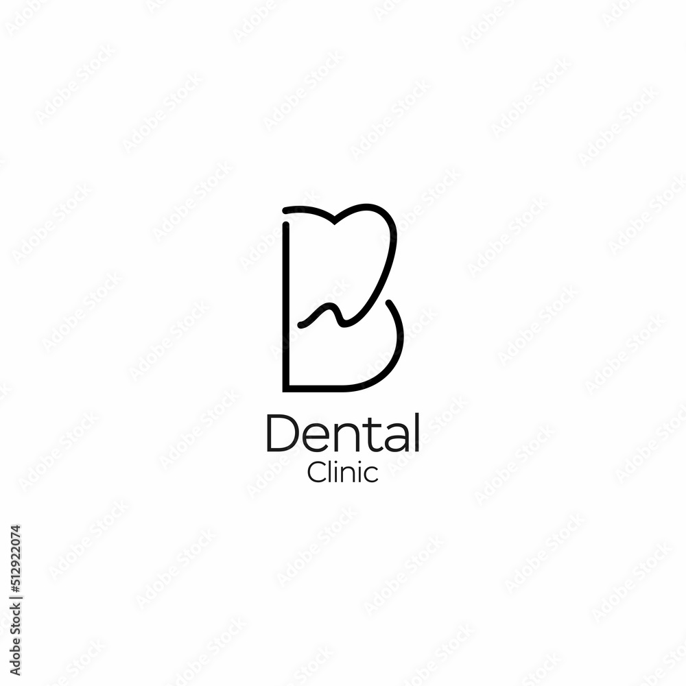 Line Art Letter B Tooth Logo Design Stock Vector Adobe Stock