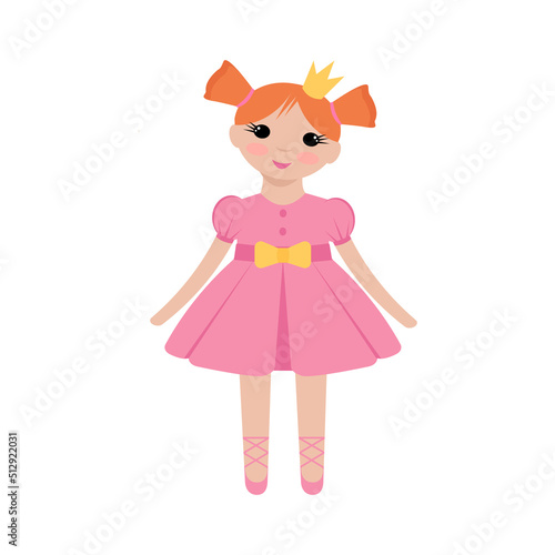 Obraz na płótnie Cute doll isolated on white. Vector illustration w salonie
