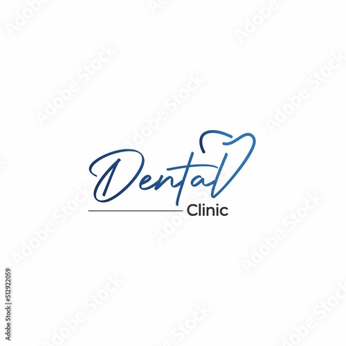 line art letter dental clinic logo design template