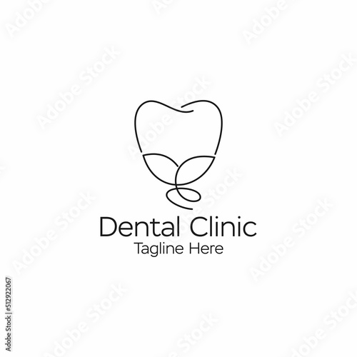line art tooth flowers logo design