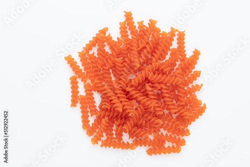 Lentil pasta isolated on white background.